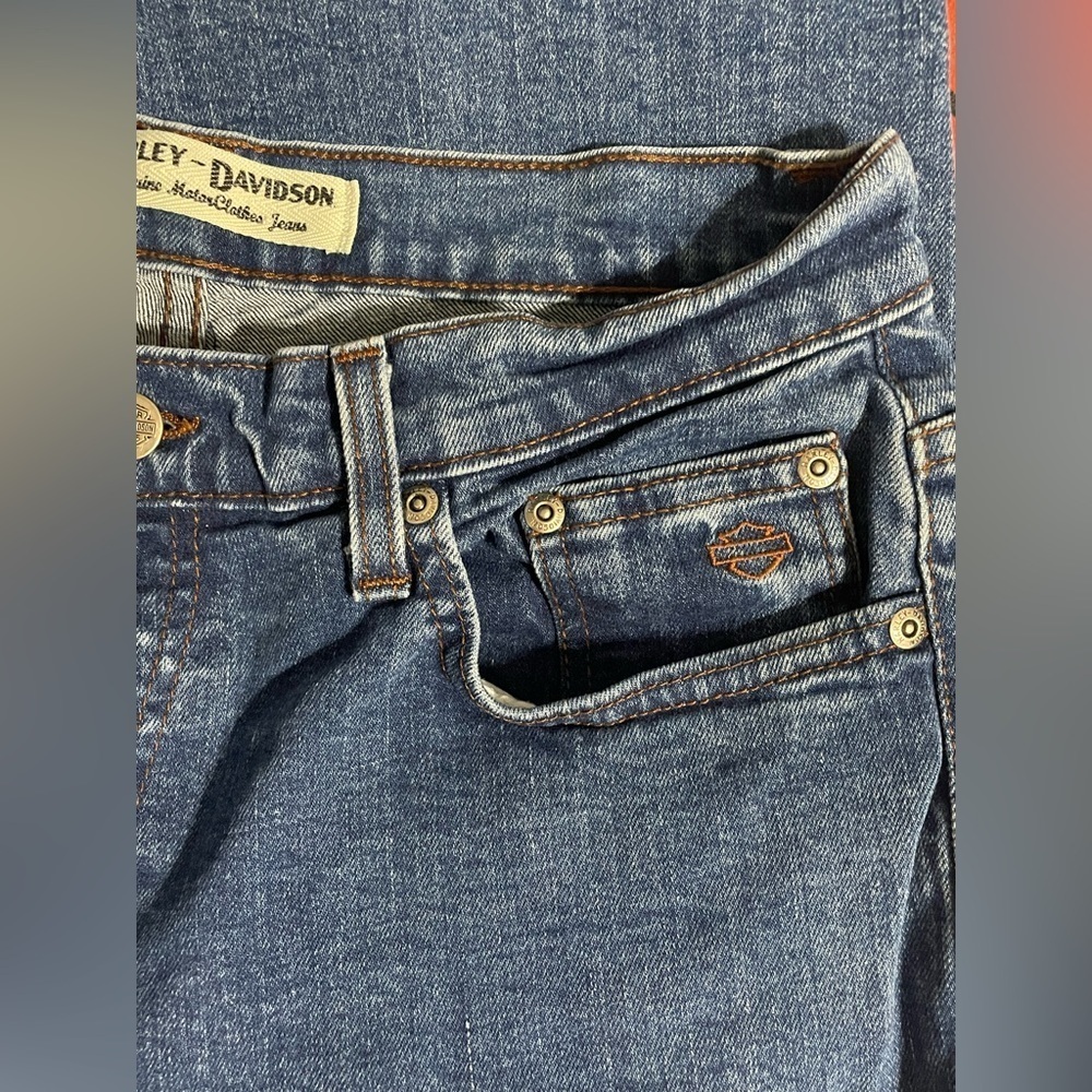 Vintage Harley Davidson High Rise Straight Leg Boot Cut Jeans Size 8 P - Picture 9 of 11